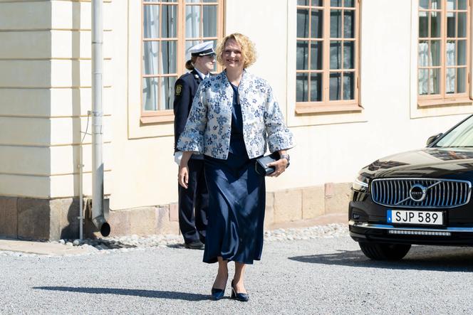 Anna-Karin Hatt, lors du baptême de la princesse Inès dans l’église du château de Drottningholm sur l’île de Lovön, municipalité d’Ekerö, Suède, le 13 juin 2025.