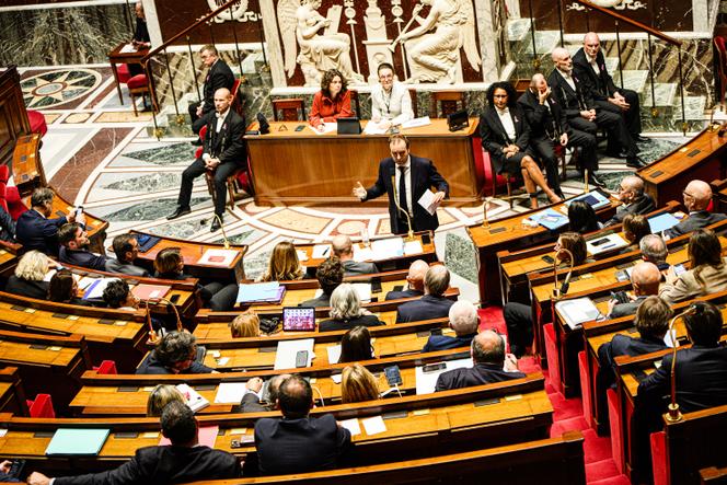 Le premier ministre, Sébastien Lecornu, prend la parole en fin de la déclaration de politique générale à l’Assemblée nationale, à Paris, le 14 octobre 2025.