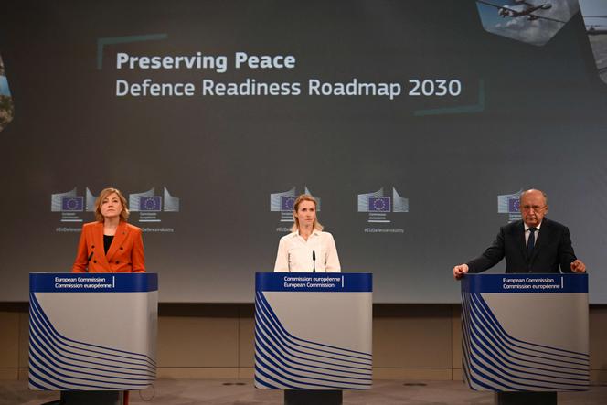 Conférence de presse sur la feuille de route pour la préparation à la défense, au siège de l’UE à Bruxelles, le 16 octobre 2025.
