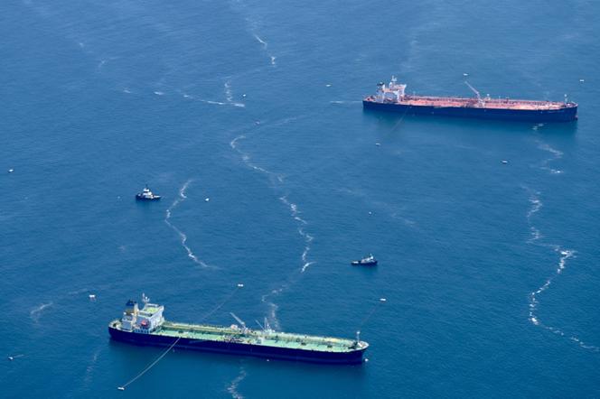 Des pétroliers attendant au large pour entrer dans le port de Los Angeles, en Californie, le 26 juillet 2023.
