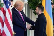 The American president, Donald Trump, and his Ukrainian counterpart, Volodymyr Zelensky, at the White House in Washington, on October 17, 2025.