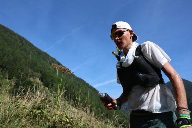 Baptiste Chassagne lors de l’ultra-trail du Mont Blanc, à&nbsp;Trient (Suisse), en août 2024.