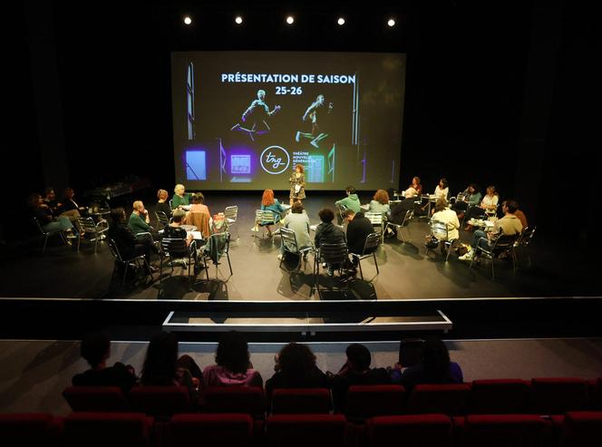Lors de la présentation de la saison 2025-2026 du Théâtre nouvelle génération, par sa nouvelle directrice, Odile Grosset-Grange, à Lyon, le 16 septembre 2025.