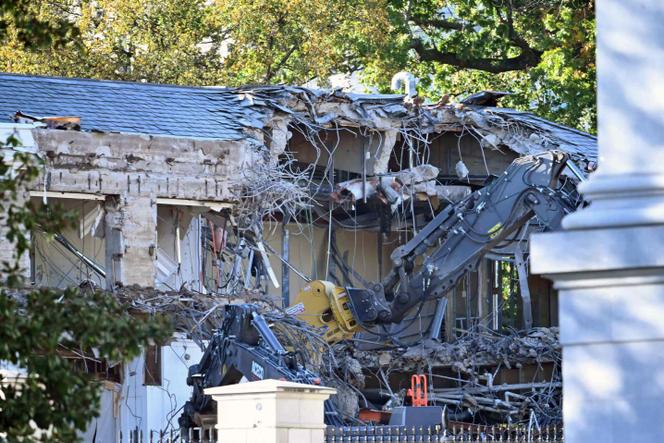 L’aile orientale de la Maison Blanche en cours de destruction, à Washington, le 20 octobre 2025.