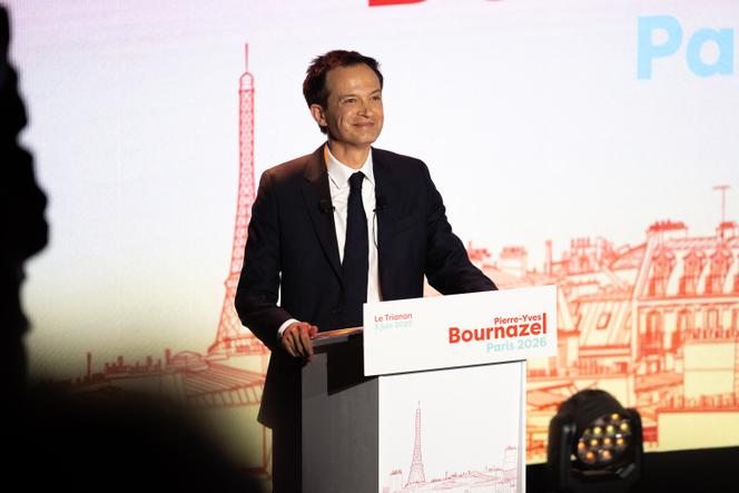 Pierre-Yves Bournazel, lors du lancement de sa campagne électorale pour la Mairie de Paris, au Trianon, le 3 juin 2025. 