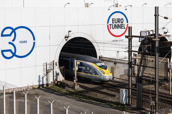 Un Eurostar entre dans le tunnel sous la Manche, à Coquelles (Pas-de-Calais), le 4 avril 2025.
