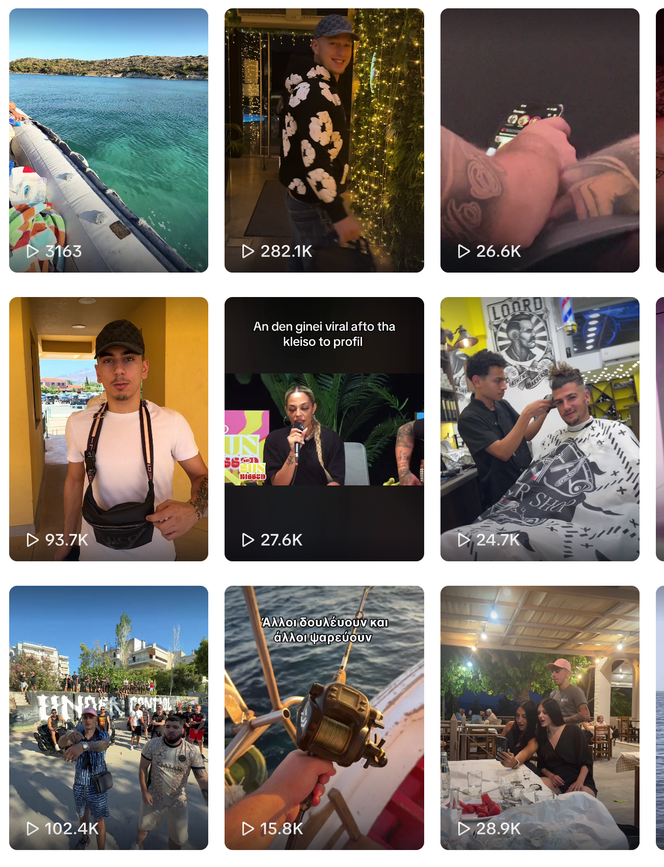 Capture d’écran du compte TikTok de Stef Tony, (@stef_tony), un artiste rom de Menidi, dans la banlieue d’Athènes.