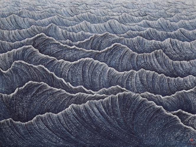 « Silence » (2024), de Lee Hyun Joung, encre et pigments sur papier coréen. 