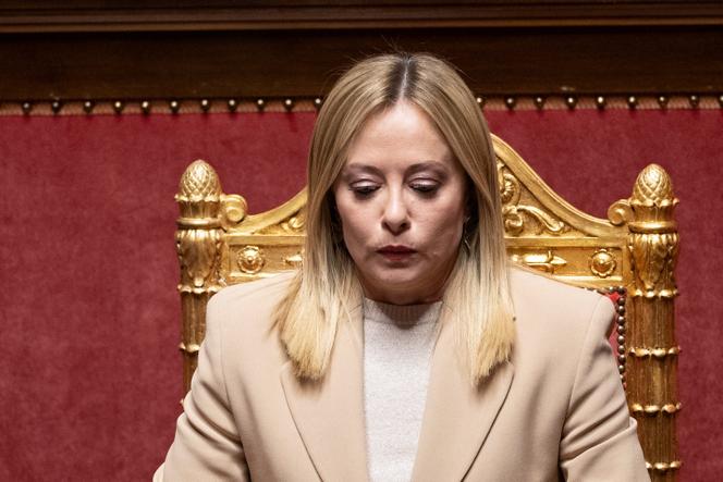 La première ministre italienne, Giorgia Meloni, au Sénat, à Rome, le 22 octobre 2025.