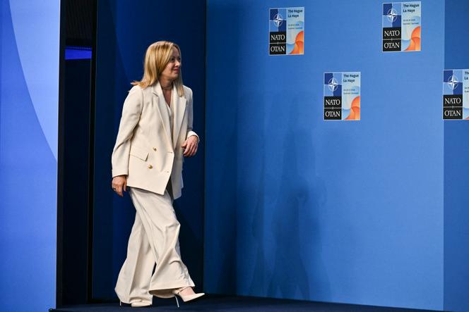 Giorgia Meloni, lors du sommet de l’OTAN à La Haye, aux Pays-Bas, le 25 juin 2025.