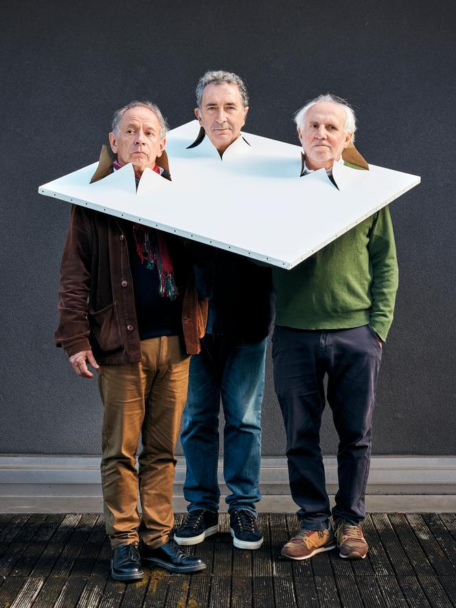 Olivier Broche, François Morel et Olivier Saladin, au Théâtre Montparnasse, à Paris, le 17 octobre 2025.
