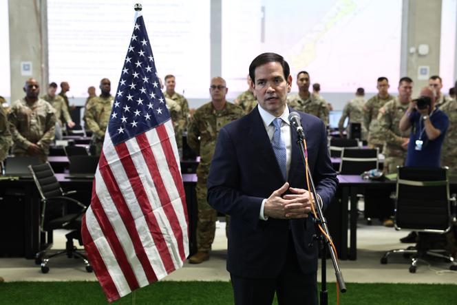US Secretary of State Marco Rubio speaks to the media after visiting the Civil-Military Coordination Center in southern Israel on October 24, 2025.