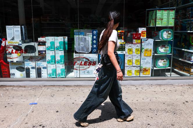 La vitrine d’un magasin de Manhattan, à New York, le 15 juillet 2025. 