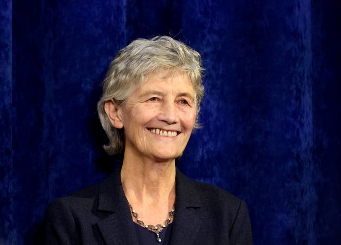 Catherine Connolly smiles to supporters after being elected as the new President of Ireland at Dublin Castle, Ireland, on October 25, 2025.