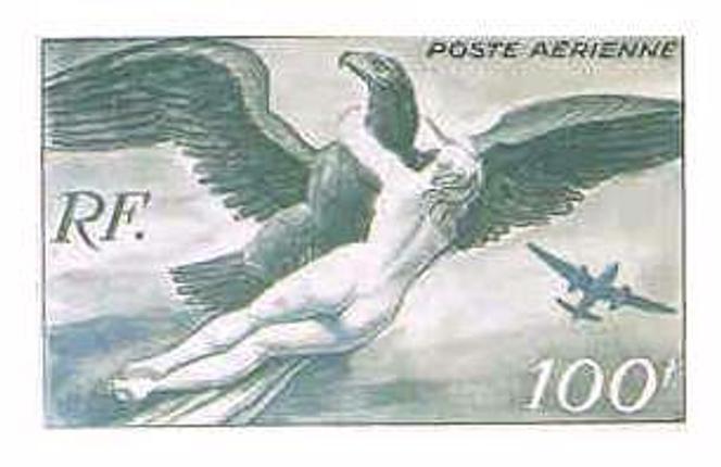 Timbre non émis de Pierre Gandon (1946), « Egine enlevée par Jupiter »...