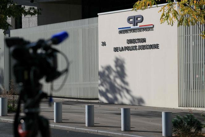 Outside the headquarters of the BRB (the French police organized crime unit) and the Regional Directorate of the Judicial Police, after the arrest of two suspects in connection with the Louvre theft, in Paris on October 26, 2025.