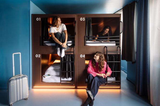 Un dortoir chez The People, à Lyon, la dernière adresse ouverte par le groupe Grape Hospitality, en octobre 2025.