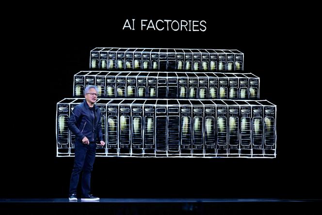 Jensen Huang, CEO of Nvidia, at Nvidia GTC, a global conference on artificial intelligence, in Washington, on October 28, 2025.