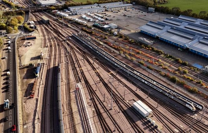 Le dépôt ferroviaire de Temple Mills International, au nord-est de Londres, le 27 octobre 2025.