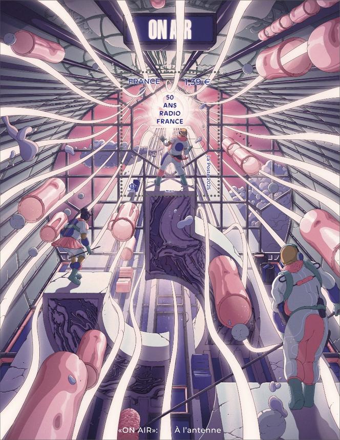 1,39 euro, « 50 ans. Radio France », création originale d’Ugo Gattoni, d’après La Maison de la radio et de la musique-Tour (vues extérieures) © Henry Bernard - AS. Architecture Studio / ADAGP, Paris, 2025. Tirage : 330 000 exemplaires. Vente générale le 1er septembre 2025.