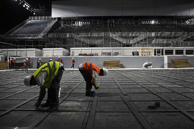 Sur un chantier des Jeux olympiques de Paris, à La Défense (Hauts-de-Seine), le 18 septembre 2024. 
