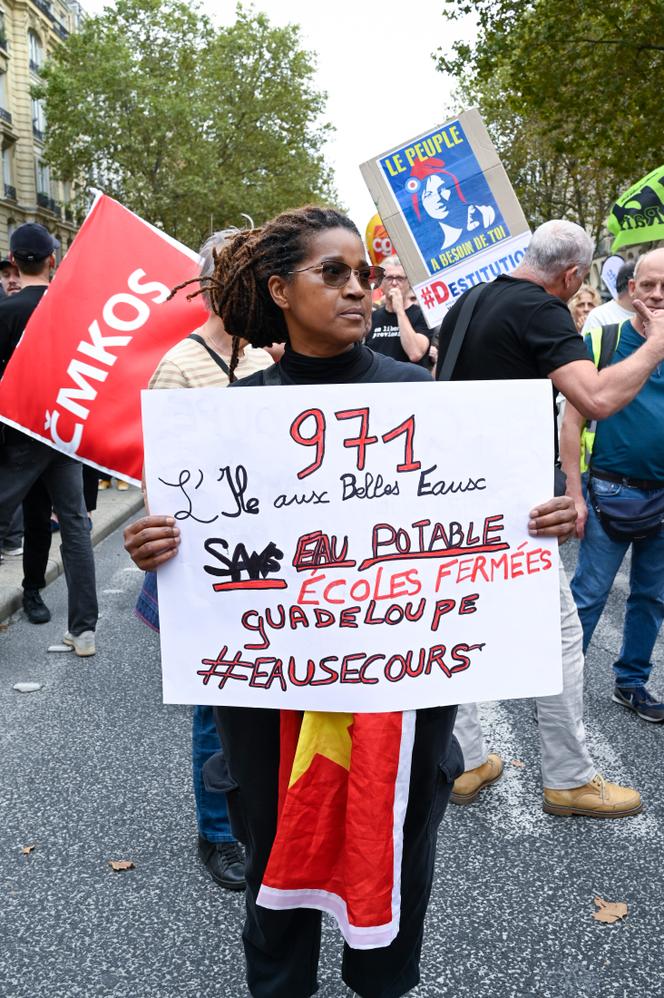 During the inter-professional demonstration for rising wages and against austerity, in Paris, October 13, 2023.