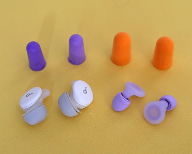 The four winners. At the top, the Mack Slim Fit and the 3M 1100. At the bottom, the Soundcore Sleep A30 and the Loop Dream.