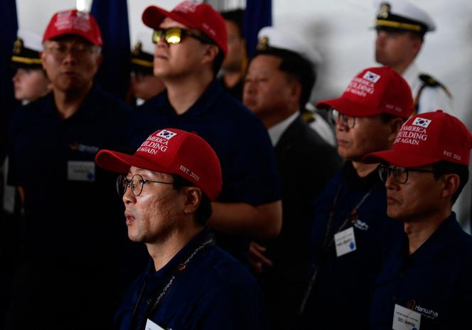 At the inauguration of the Maine Maritime Academy training ship by South Korean defense giant Hanwha, in Philadelphia, August 26, 2025.