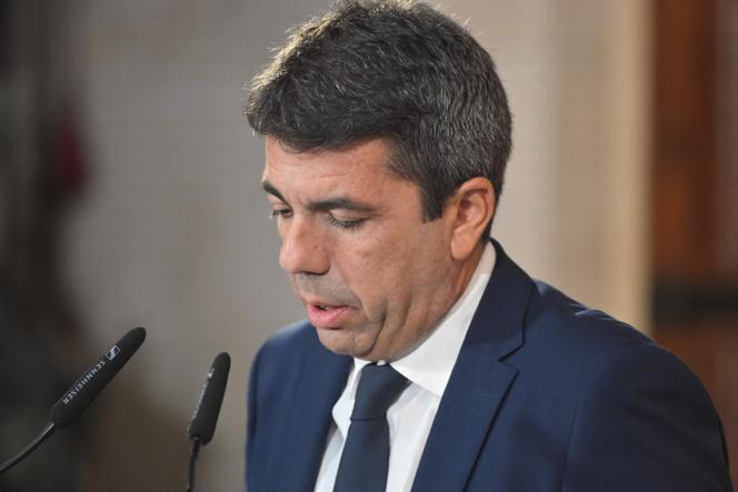 Le président de la région de Valence, Carlos Mazon, au palais de la Généralité valencienne, à Valence (Espagne), le 3 novembre 2025.