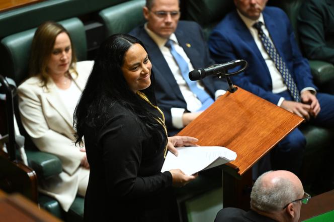 Ngarra Murray, coprésidente de l’Assemblée des peuples premiers, au Parlement du Victoria, à Melbourne (Etat du Victoria, Australie), le 14 octobre 2025.