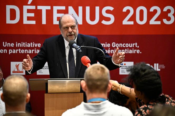 Eric Dupond-Moretti, alors ministre de la justice, lors de la cérémonie de remise du Goncourt des détenus, au Centre national du livre à Paris, le 14 décembre 2023.