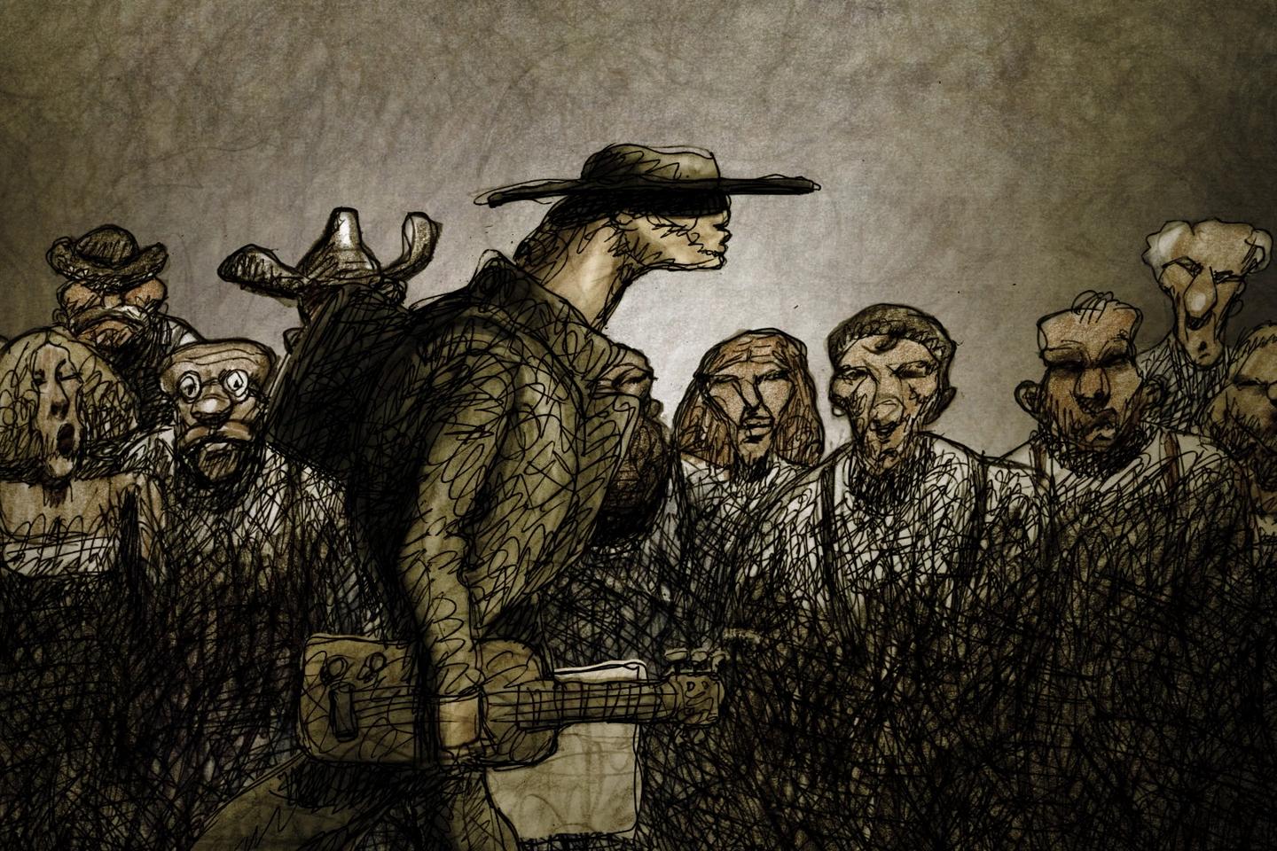 Dans Â«Â Duel Ã  Monte-Carlo del NorteÂ Â», un cow-boy et sa guitare viennent rÃ©tablir...