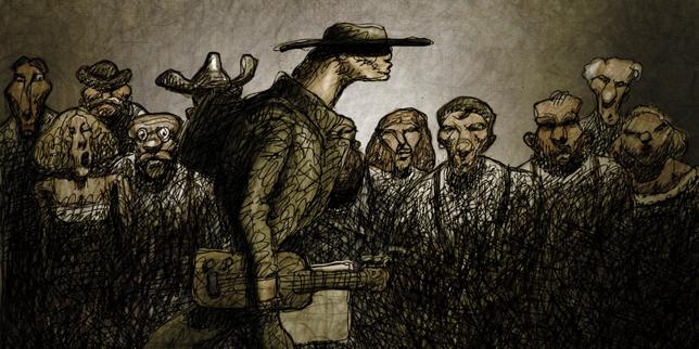 Dans « Duel à Monte-Carlo del Norte », un cow-boy et sa guitare viennent rétablir la justice dans l’Oregon