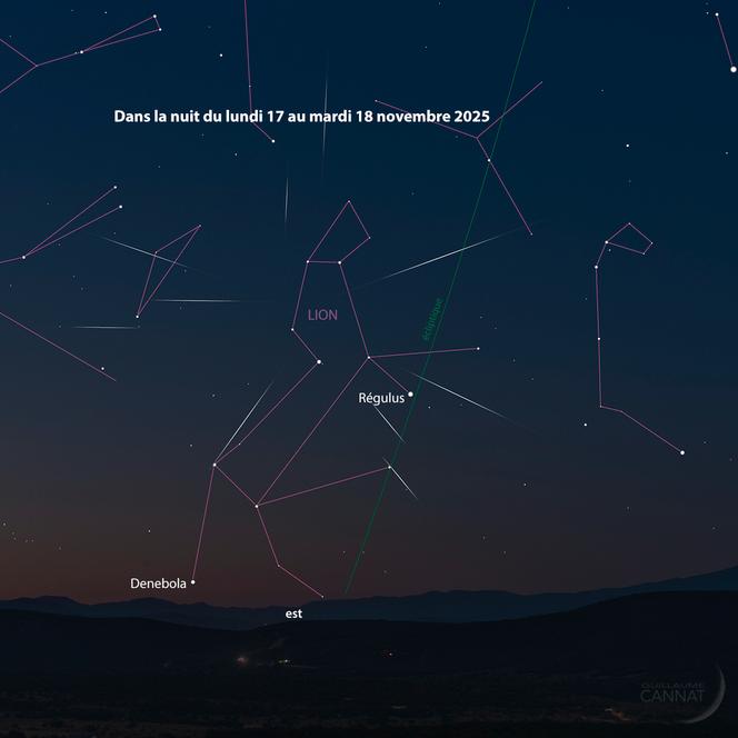 В ночь с 17 на 18 ноября следите за метеорным потоком Леониды в созвездии Льва, который взойдет над восточным горизонтом после полуночи.