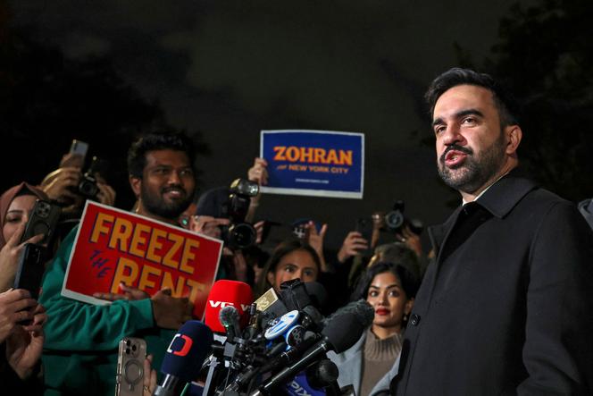 Zohran Mamdani, Democratic candidate for New York mayor, at a rally in New York, November 3, 2025.