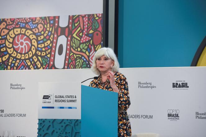 Laurence Tubiana, directrice générale de la Fondation européenne pour le climat et envoyée spéciale de la COP30 en Europe, participe au Forum des dirigeants locaux de la COP30 au Musée d’art moderne de Rio de Janeiro, au Brésil, le 4 novembre 2025. 