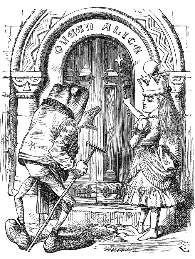 Gravure de John Tenniel pour la première édition de « De l’autre côté du miroir et ce qu’Alice y trouva » (1872).
