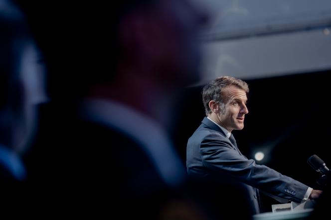 Emmanuel Macron, lors de la vingtième édition des assises de l’économie de la mer, à La Rochelle, le 4 novembre 2025.