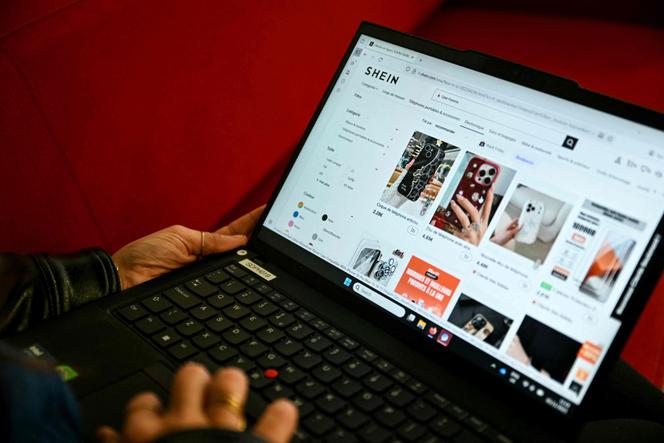 Une internaute consulte le site Web du géant de l’e-commerce Shein, à Paris, le 5 novembre 2025.