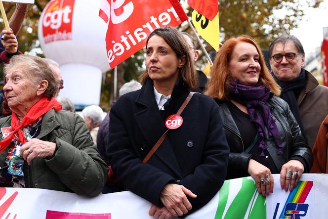 Sophie Binet, secrétaire générale de la CGT, lors d’une manifestation de retraités contre les projets de baisse des retraites, les mesures d’austérité et les propositions du gouvernement pour le budget 2026, à Paris, le 6 novembre 2025.