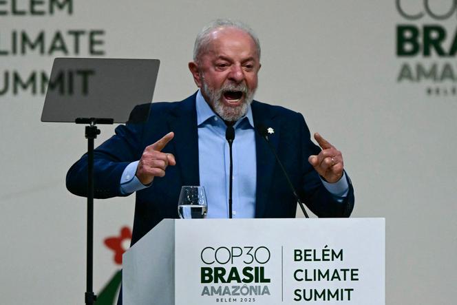 Le président brésilien, Luiz Inacio Lula da Silva, à l’ouverture du sommet des chefs d’Etat et de gouvernement en prélude à la COP30 à Belem, jeudi 6 novembre 2025.