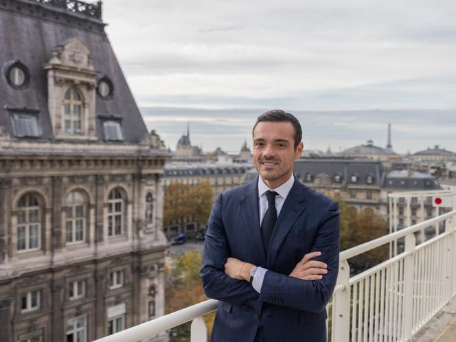 Frédéric Merlin, directeur de la Société des grands magasins (SGM), pendant l’ouverture de la boutique Shein au BHV, à Paris, le 5 novembre 2025.