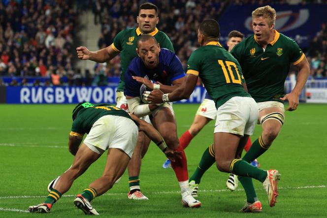 Le centre de l’équipe de France masculine de rugby, Gaël Fickou lors du quart de finale de la Coupe du monde 2023 face à l’Afrique du Sud, le15 octobre 2023 à Saint-Denis (Seine-Saint-Denis).