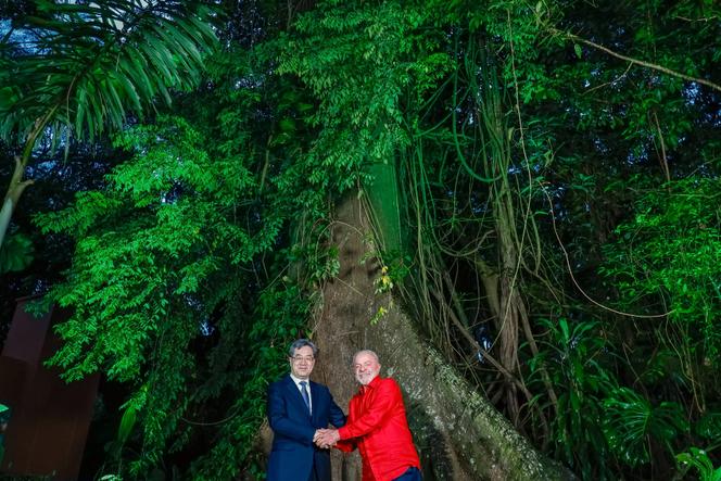 Le président brésilien, Luiz Inacio Lula da Silva, et le vice-premier ministre chinois, Ding Xuexiang, après une réunion bilatérale précédant le début de la COP30 à Belem, dans l’Etat du Para, au Brésil, le 5 novembre 2025. 