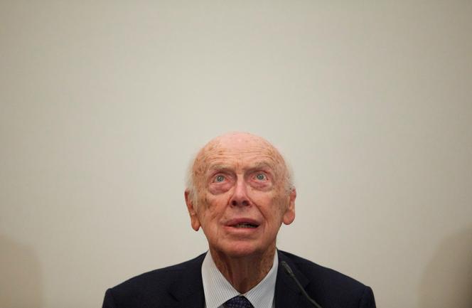 Nobel laureate and biologist James Watson speaks at the Russian Academy of Sciences, in Moscow, Russia, Wednesday, June 17, 2015.