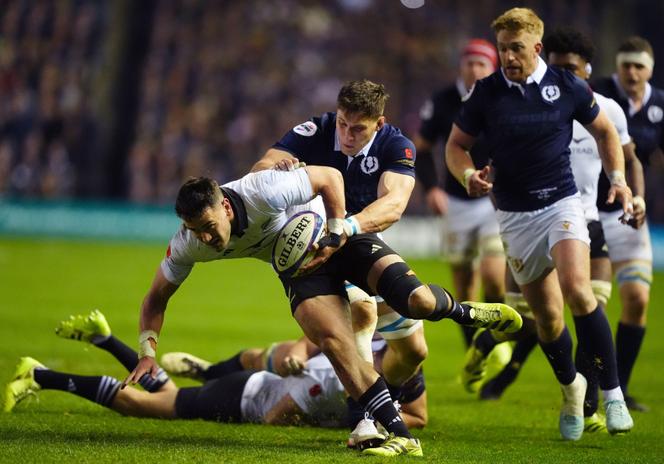 Le Néo-Zélandais Will Jordan (ballon en main), lors de la victoire (25-17) des All Blacks contre l’Ecosse, samedi 8&nbsp;novembre 2025, à Edimbourgh, lors de la tournée d’automne.