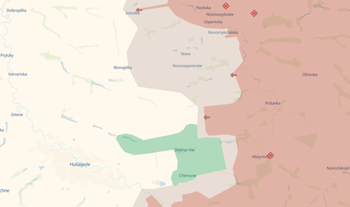 Captura de tela do mapa do site DeepState centrado em Houliaipole, na região de Zaporizhzhia, Ucrânia, em 10 de novembro de 2025.