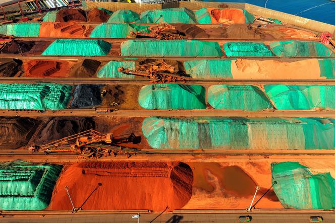 Stacks of iron ore at the port of Qingdao, east China's Shandong province, November 5, 2025.