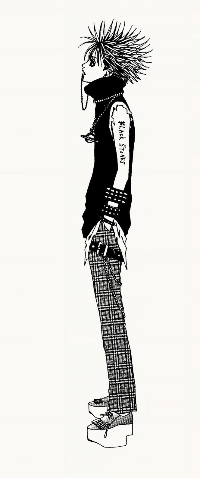 L’un des personnages, portant un collier Vivienne Westwood.