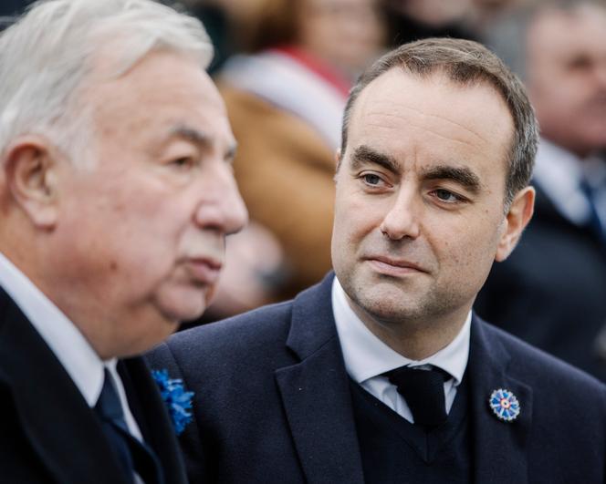 Le président du Sénat, Gérard Larcher, et le premier ministre, Sébastien Lecornu, lors du 107ᵉ anniversaire de l’Armistice de 1918, à Paris, le 11 novembre 2025.